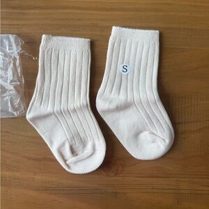 Noralee Cream Ribbed Baby Socks